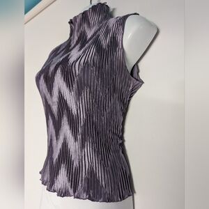 Sleeveless Pleated Mock Neck Top - Purple Y2K Shimmer Gorgeous Scrunchy Top